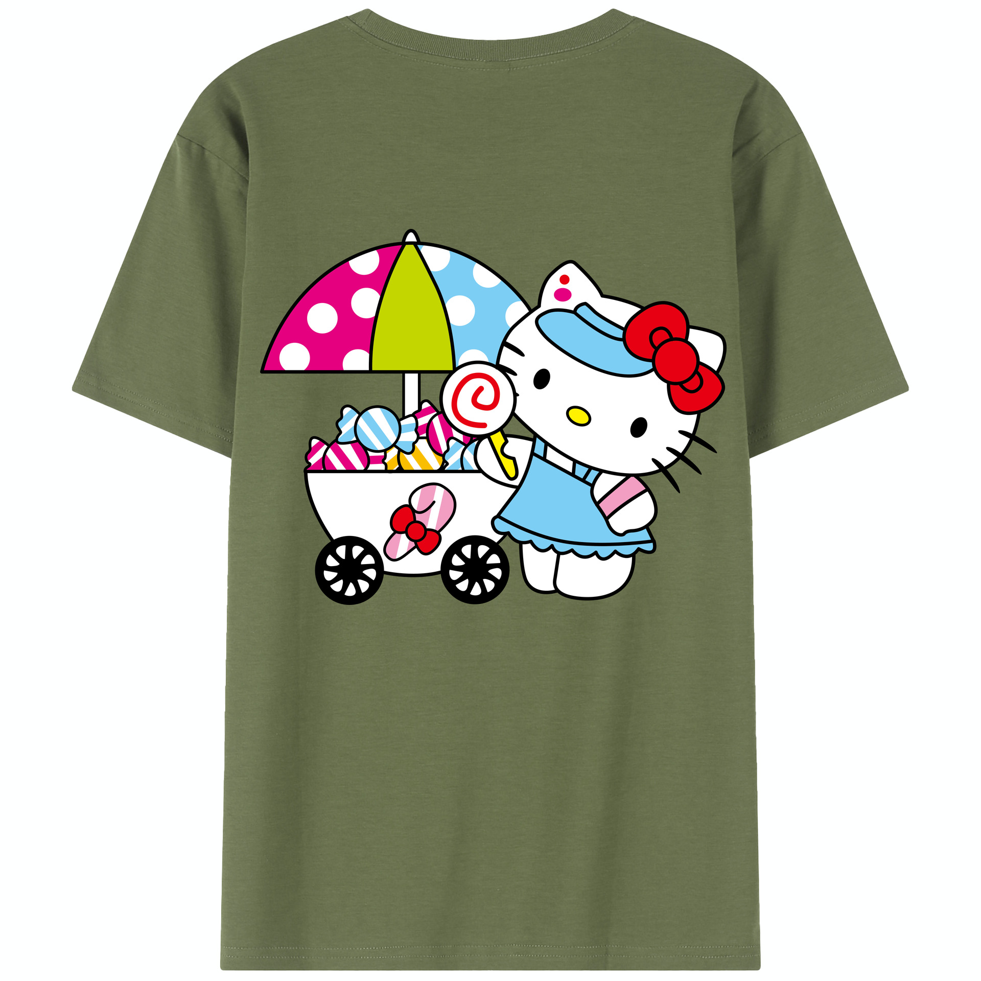 （画像用） Hello Kitty ハローキティ 綿100％半袖Tシャツ（背面プリント）